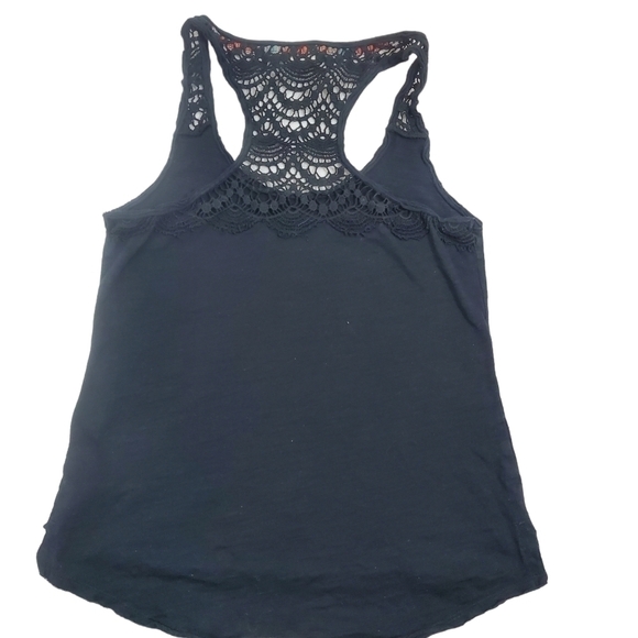 Roxy Black Tank Top with Crotchet Racer Back Size Small - Picture 2 of 9